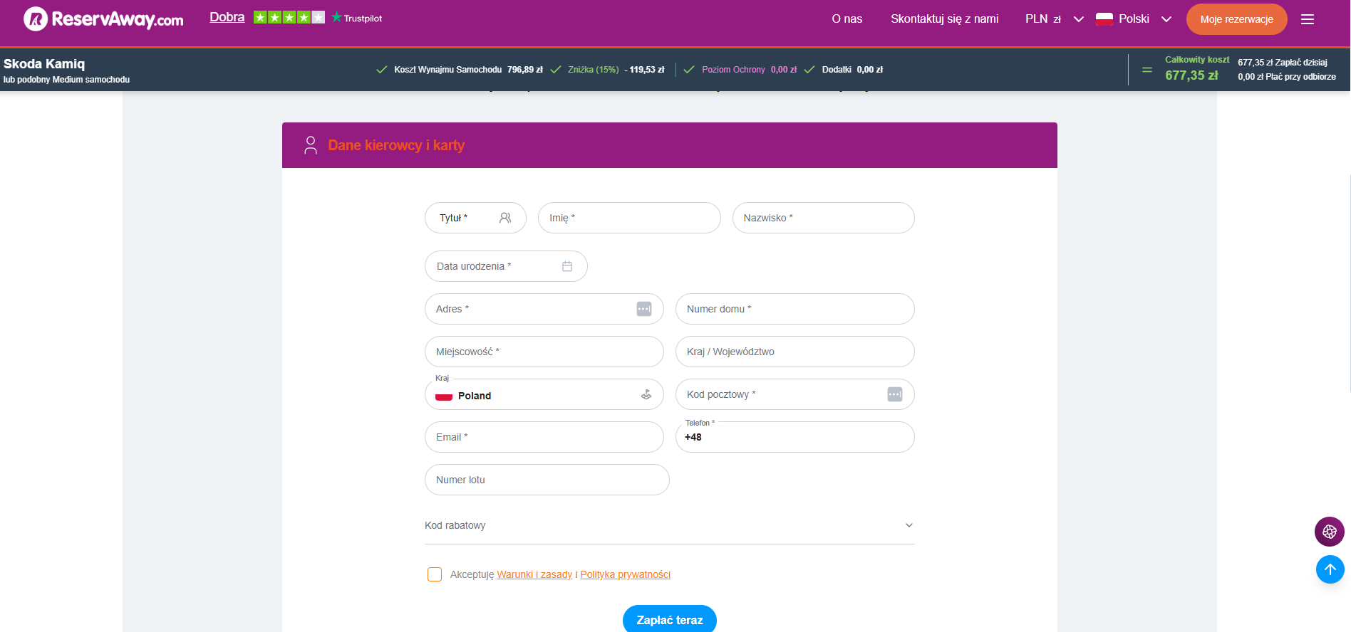 Reservaway kod rabatowy